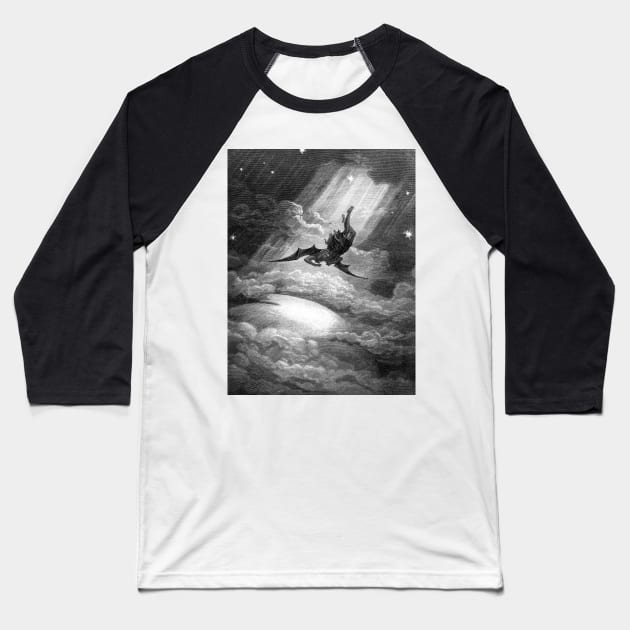 The Fall of Satan - Gustave Dore High Res Baseball T-Shirt by forgottenbeauty